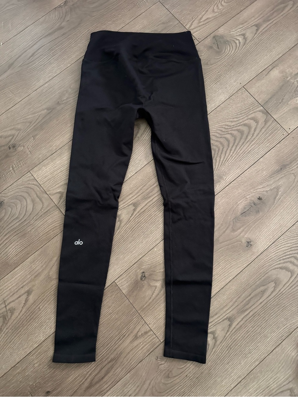 Alo Yoga Ribbed Black High-Waist Leggings Mindful Movement Small